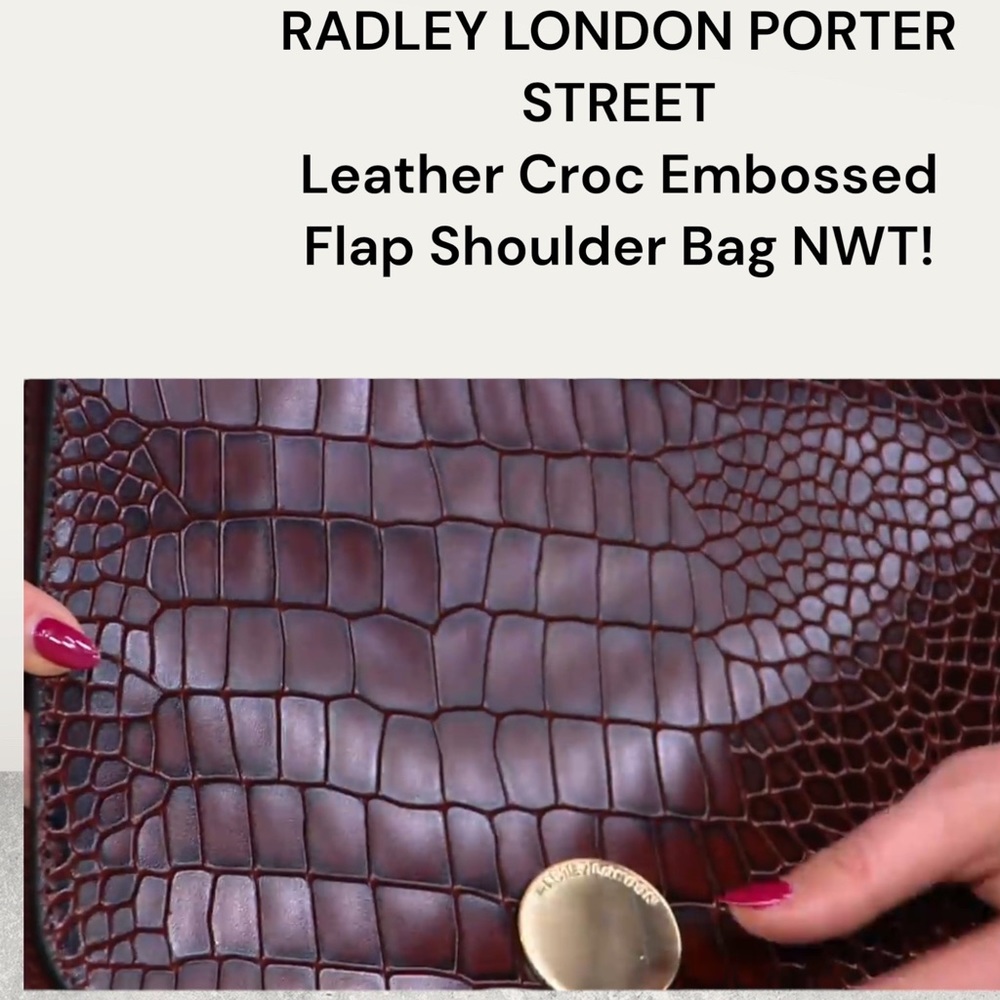 BRAND NEW W/TAGS RADLEY LONDON PORTER STREET CROC EMBOSSED FLAP SHOULDER BAG🤩 - Picture 8 of 14